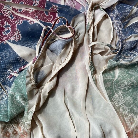 Impress Boho Print Dolman Sleeve Elastic Waist Hem Lightweight Blouse - Picture 14 of 16